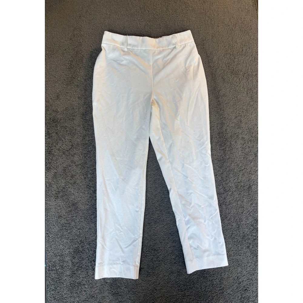 Jules & Leopold Straight Pants Womens Medium White Stretch Elastic Waist Pull-On